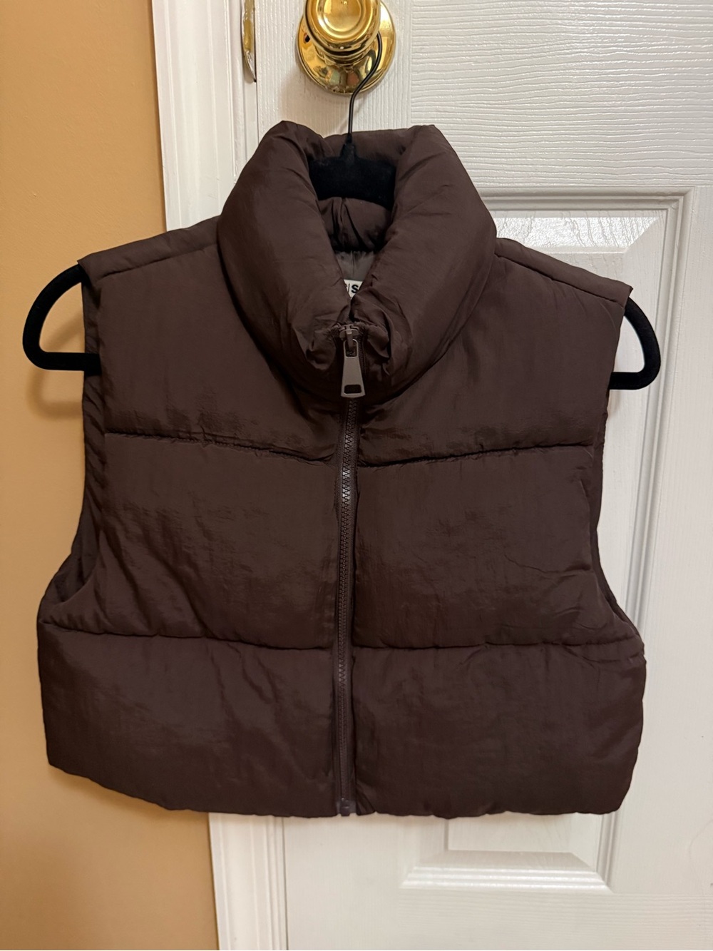 Brown Puffer Cropped Vest - Picture 1 of 1